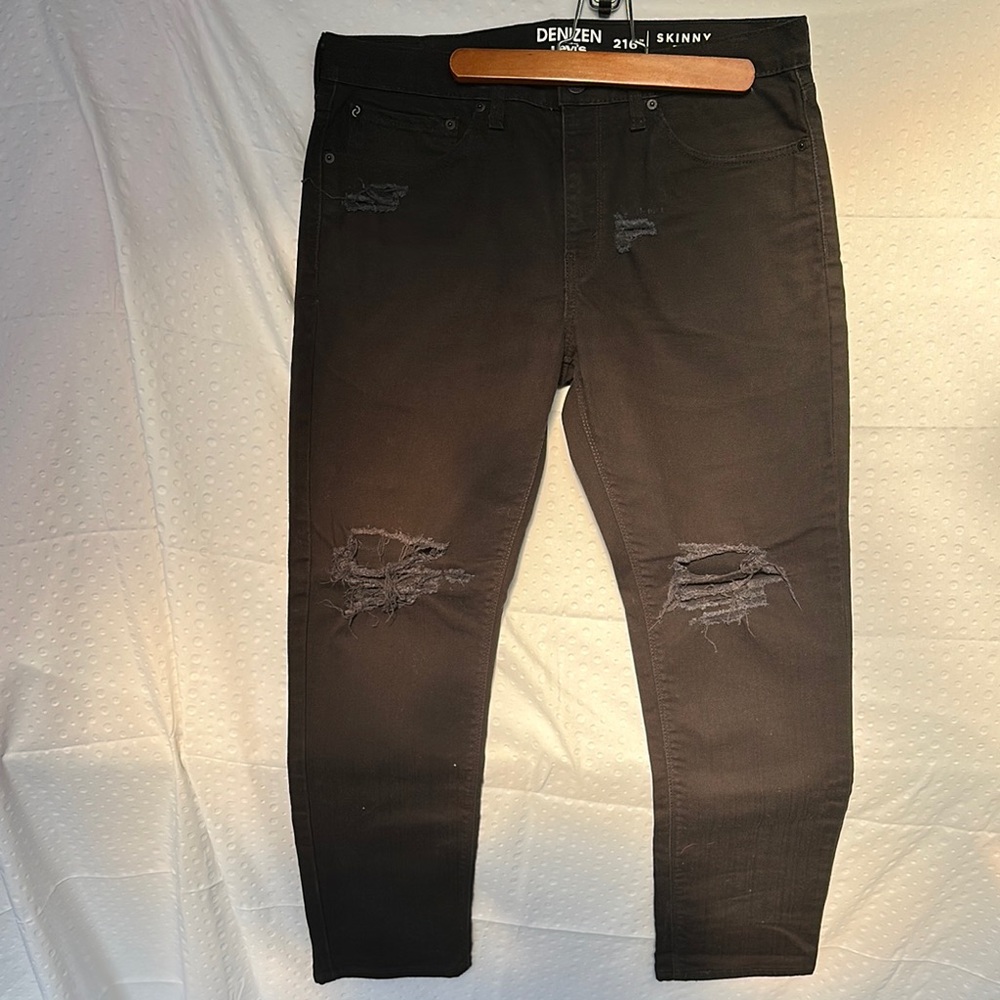 Denizen from Levi's Black Skinny Jeans with Distressed Knees